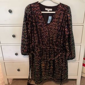 New! LOFT Sequin Wrap Dress